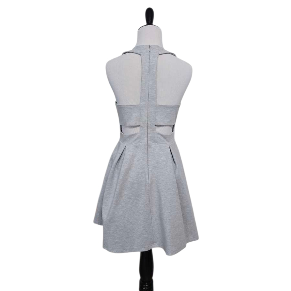 Lulus Cutout and About Heather Grey Skater Dress Size Medium - Picture 7 of 8